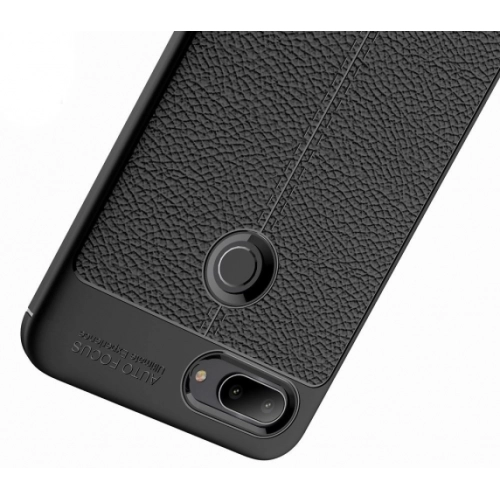 Xiaomi Mi 8 Lite Kılıf Deri Görünümlü Lüks Parmak İzi Bırakmaz Niss Silikon Kapak - Siyah