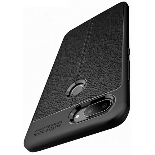 Xiaomi Mi 8 Lite Kılıf Deri Görünümlü Lüks Parmak İzi Bırakmaz Niss Silikon Kapak - Siyah