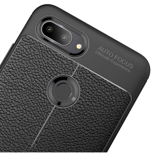 Xiaomi Mi 8 Lite Kılıf Deri Görünümlü Lüks Parmak İzi Bırakmaz Niss Silikon Kapak - Siyah