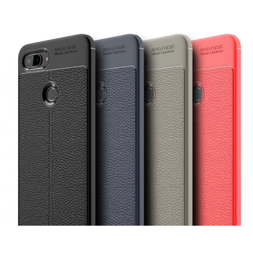 Xiaomi Mi 8 Lite Kılıf Deri Görünümlü Lüks Parmak İzi Bırakmaz Niss Silikon Kapak - Lacivert