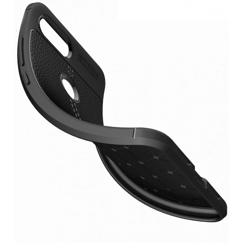 Xiaomi Mi 8 Lite Kılıf Deri Görünümlü Lüks Parmak İzi Bırakmaz Niss Silikon Kapak - Siyah