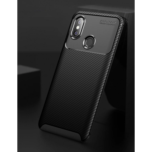Xiaomi Mi 8 Pro Kılıf Silikon Parmak İzi Bırakmayan Karbon Soft Negro Kapak - Lacivert