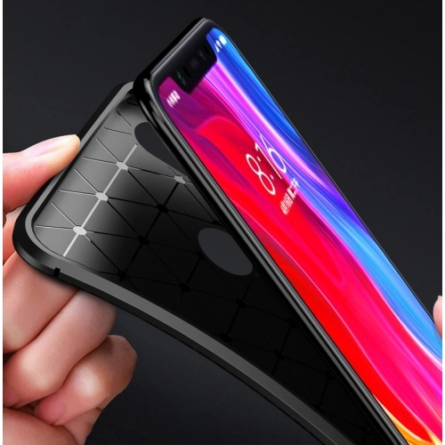 Xiaomi Mi 8 Pro Kılıf Silikon Parmak İzi Bırakmayan Karbon Soft Negro Kapak - Siyah