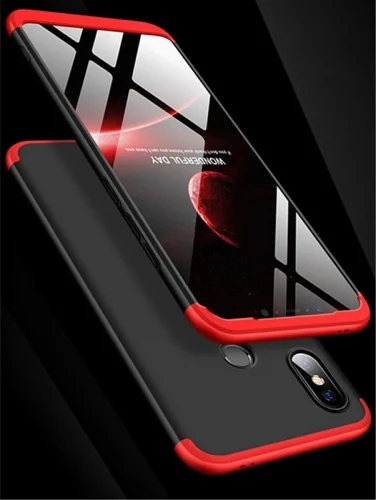 Xiaomi Mi 8 SE Kılıf 3 Parçalı 360 Tam Korumalı Rubber AYS Kapak  - Kırmızı