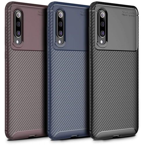 Xiaomi Mi 9 Kılıf Silikon Parmak İzi Bırakmayan Karbon Soft Negro Kapak - Lacivert