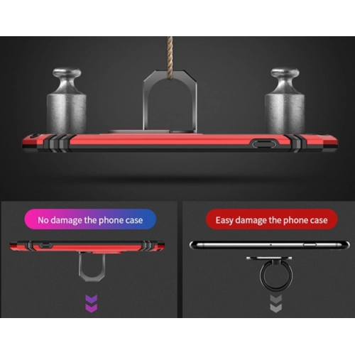 Xiaomi Mi 9 Kılıf Silikon Zırhlı Standlı Yüzüklü Mıknatıslı Tank Kapak - Siyah