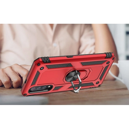 Xiaomi Mi 9 Kılıf Silikon Zırhlı Standlı Yüzüklü Mıknatıslı Tank Kapak - Siyah