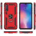 Xiaomi Mi 9 Kılıf Silikon Zırhlı Standlı Yüzüklü Mıknatıslı Tank Kapak - Siyah