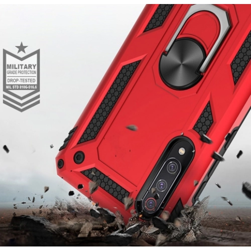 Xiaomi Mi 9 Kılıf Silikon Zırhlı Standlı Yüzüklü Mıknatıslı Tank Kapak - Siyah