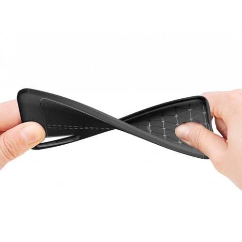 Xiaomi Mi 9 Kılıf Deri Görünümlü Lüks Parmak İzi Bırakmaz Niss Silikon Kapak - Siyah