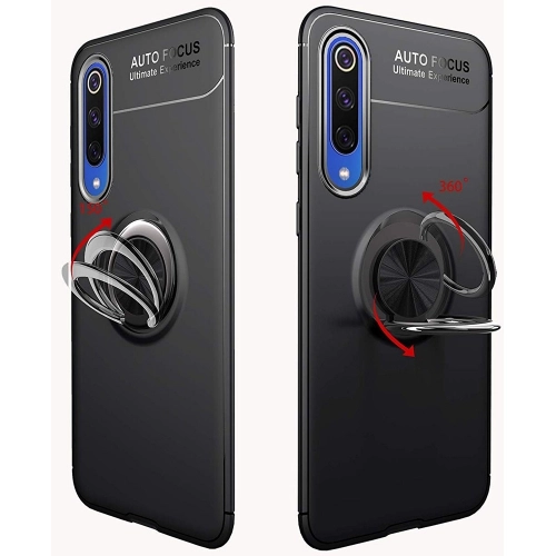 Xiaomi Mi 9 Lite Kılıf Renkli Silikon Yüzüklü Standlı Auto Focus Ravel Kapak - Kırmızı