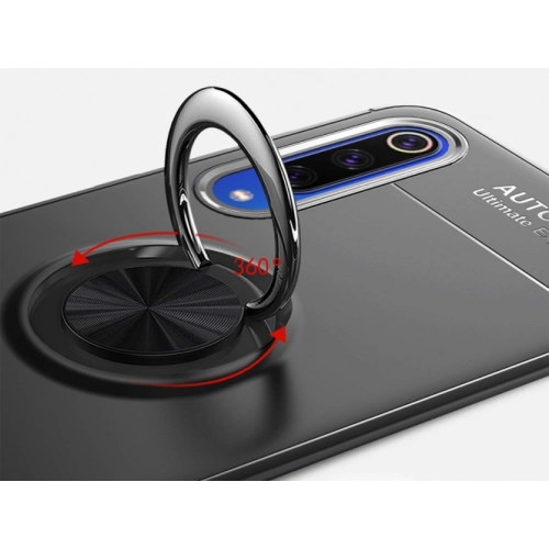 Xiaomi Mi 9 Lite Kılıf Renkli Silikon Yüzüklü Standlı Auto Focus Ravel Kapak - Mavi - Siyah