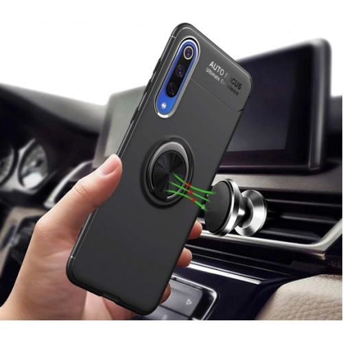 Xiaomi Mi 9 Lite Kılıf Renkli Silikon Yüzüklü Standlı Auto Focus Ravel Kapak - Mavi