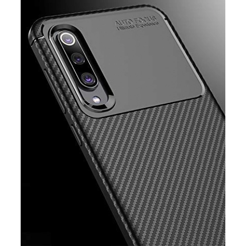 Xiaomi Mi 9 Lite Kılıf Silikon Parmak İzi Bırakmayan Karbon Soft Negro Kapak - Siyah