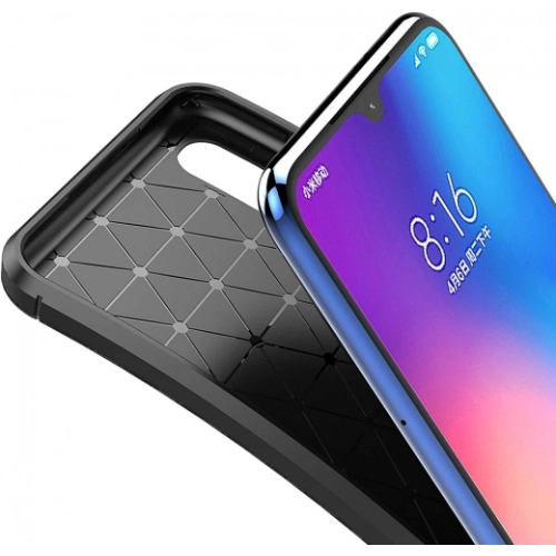 Xiaomi Mi 9 Lite Kılıf Silikon Parmak İzi Bırakmayan Karbon Soft Negro Kapak - Siyah