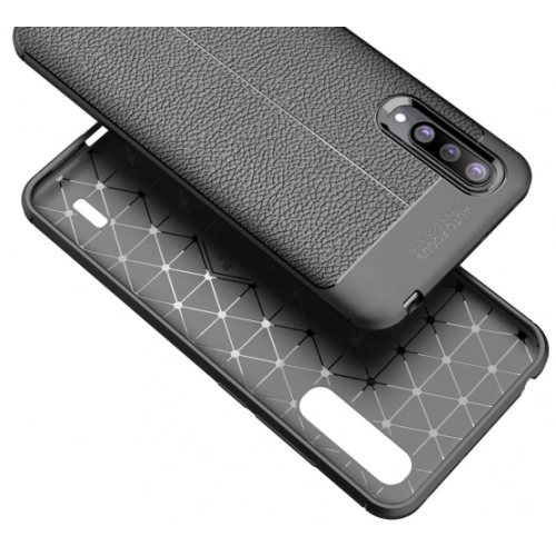 Xiaomi Mi 9 Lite Kılıf Deri Görünümlü Lüks Parmak İzi Bırakmaz Niss Silikon Kapak - Lacivert