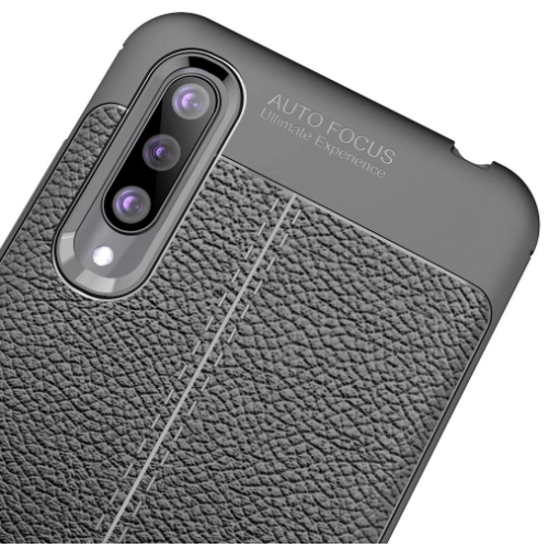 Xiaomi Mi 9 Lite Kılıf Deri Görünümlü Lüks Parmak İzi Bırakmaz Niss Silikon Kapak - Siyah