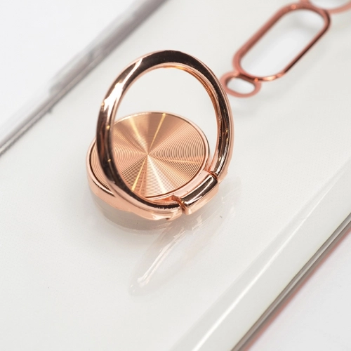 Xiaomi Mi 9T Kılıf Renkli Köşeli Yüzüklü Standlı Lazer Şeffaf Esnek Silikon - Gold