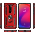 Xiaomi Mi 9T Kılıf Silikon Zırhlı Standlı Yüzüklü Mıknatıslı Tank Kapak - Siyah