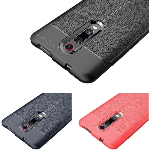 Xiaomi Mi 9T Kılıf Deri Görünümlü Lüks Parmak İzi Bırakmaz Niss Silikon Kapak - Siyah