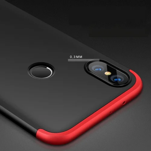 Xiaomi Mi A2 Kılıf 3 Parçalı 360 Tam Korumalı Rubber AYS Kapak  - Kırmızı