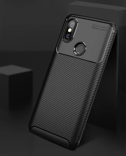 Xiaomi Mi A2 Kılıf Karbon Serisi Mat Fiber Silikon Negro Kapak - Siyah