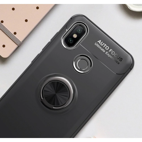 Xiaomi Mi A2 Lite Kılıf Renkli Silikon Yüzüklü Standlı Auto Focus Ravel Kapak - Rose Gold