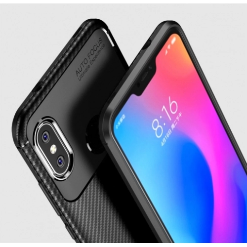 Xiaomi Mi A2 Lite Kılıf Silikon Parmak İzi Bırakmayan Karbon Soft Negro Kapak - Lacivert