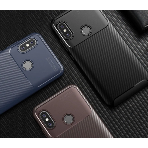 Xiaomi Mi A2 Lite Kılıf Silikon Parmak İzi Bırakmayan Karbon Soft Negro Kapak - Lacivert