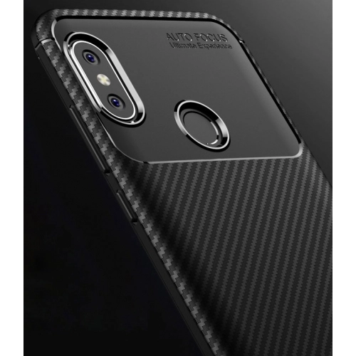 Xiaomi Mi A2 Lite Kılıf Silikon Parmak İzi Bırakmayan Karbon Soft Negro Kapak - Lacivert