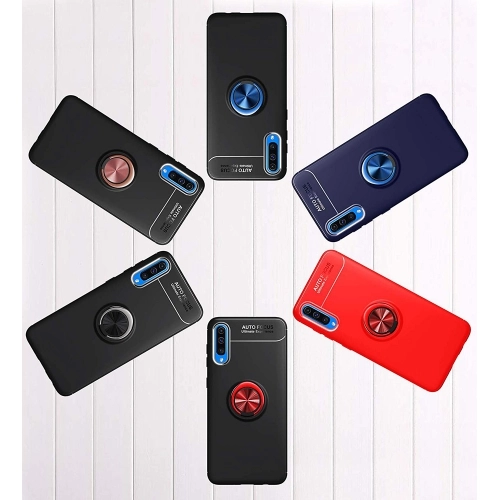 Xiaomi Mi A3 Kılıf Renkli Silikon Yüzüklü Standlı Auto Focus Ravel Kapak - Mavi