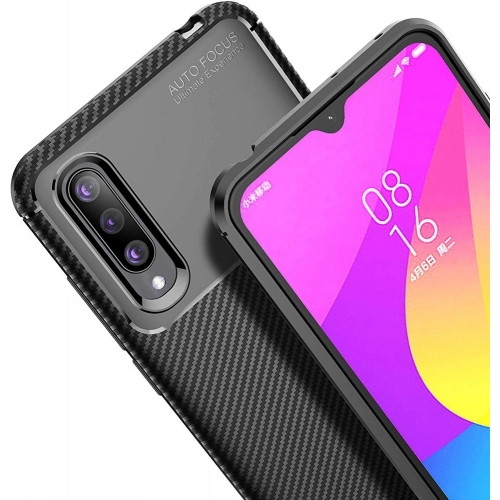 Xiaomi Mi A3 Kılıf Silikon Parmak İzi Bırakmayan Karbon Soft Negro Kapak - Siyah