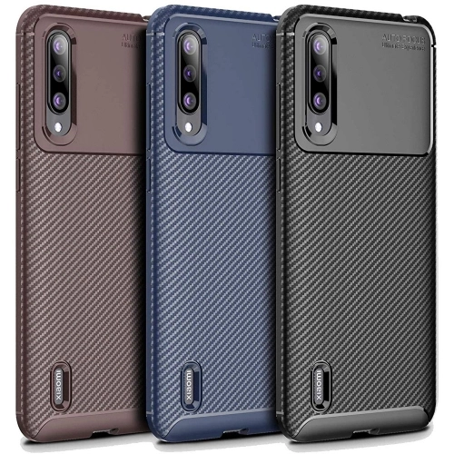 Xiaomi Mi A3 Kılıf Silikon Parmak İzi Bırakmayan Karbon Soft Negro Kapak - Siyah