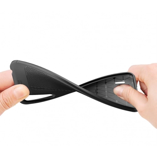 Xiaomi Mi A3 Kılıf Deri Görünümlü Lüks Parmak İzi Bırakmaz Niss Silikon Kapak - Siyah