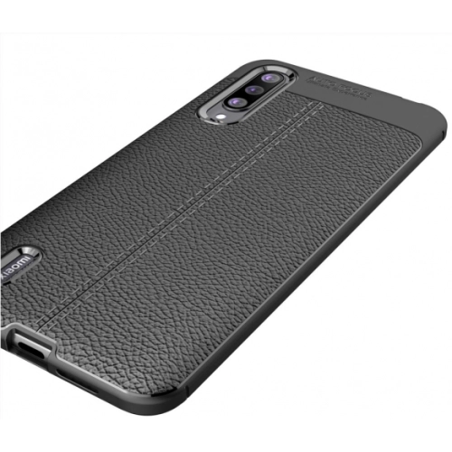 Xiaomi Mi A3 Kılıf Deri Görünümlü Lüks Parmak İzi Bırakmaz Niss Silikon Kapak - Siyah