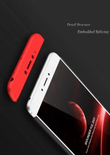 Xiaomi Mi Max 2 Kılıf 3 Parçalı 360 Tam Korumalı Rubber AYS Kapak  - Kırmızı