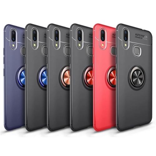 Xiaomi Mi Max 3 Kılıf Renkli Silikon Yüzüklü Standlı Auto Focus Ravel Kapak - Rose Gold