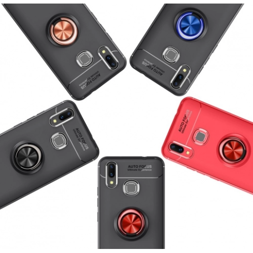 Xiaomi Mi Max 3 Kılıf Renkli Silikon Yüzüklü Standlı Auto Focus Ravel Kapak - Mavi