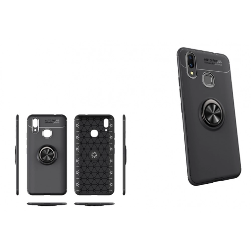 Xiaomi Mi Max 3 Kılıf Renkli Silikon Yüzüklü Standlı Auto Focus Ravel Kapak - Mavi