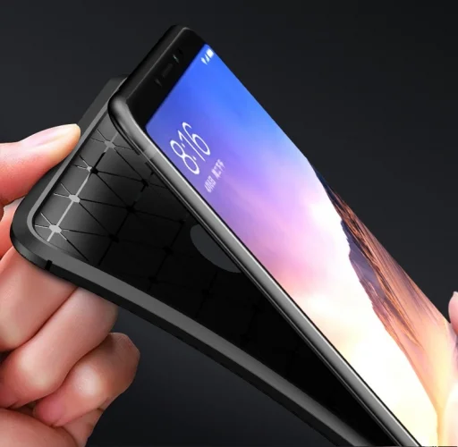Xiaomi Mi Max 3 Kılıf Karbon Serisi Mat Fiber Silikon Negro Kapak - Siyah