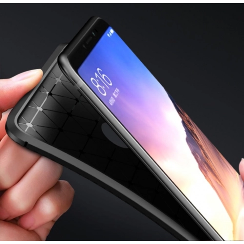Xiaomi Mi Max 3 Kılıf Silikon Parmak İzi Bırakmayan Karbon Soft Negro Kapak - Mavi