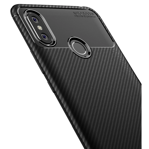 Xiaomi Mi Max 3 Kılıf Silikon Parmak İzi Bırakmayan Karbon Soft Negro Kapak - Siyah