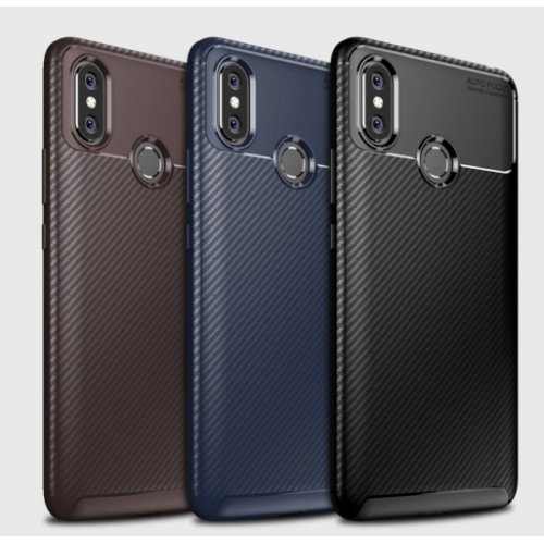 Xiaomi Mi Max 3 Kılıf Silikon Parmak İzi Bırakmayan Karbon Soft Negro Kapak - Mavi