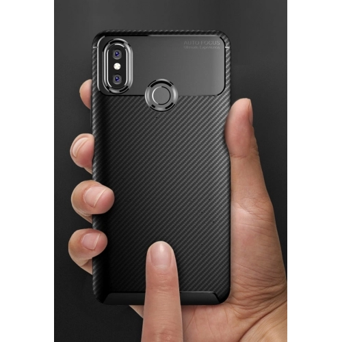 Xiaomi Mi Max 3 Kılıf Silikon Parmak İzi Bırakmayan Karbon Soft Negro Kapak - Mavi