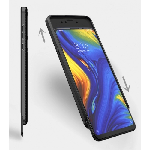 Xiaomi Mi Mix 3 Kılıf Silikon Parmak İzi Bırakmayan Karbon Soft Negro Kapak - Siyah