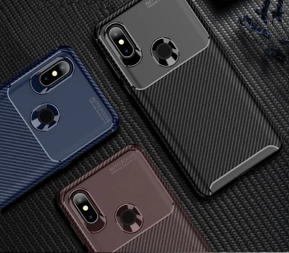Xiaomi Mi Mix 3 Kılıf Karbon Serisi Mat Fiber Silikon Negro Kapak - Lacivert