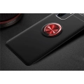 Xiaomi Mi Note 10 Kılıf Renkli Silikon Yüzüklü Standlı Auto Focus Ravel Kapak - Kırmızı - Siyah