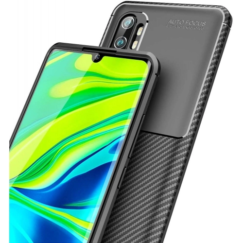 Xiaomi Mi Note 10 Kılıf Silikon Parmak İzi Bırakmayan Karbon Soft Negro Kapak - Siyah