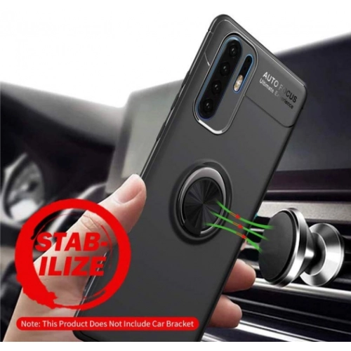 Xiaomi Mi Note 10 Pro Kılıf Renkli Silikon Yüzüklü Standlı Auto Focus Ravel Kapak - Kırmızı - Siyah