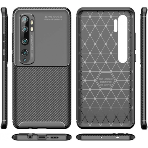 Xiaomi Mi Note 10 Pro Kılıf Silikon Parmak İzi Bırakmayan Karbon Soft Negro Kapak - Siyah